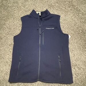 Vineyard Vines Vest Men’s Small Mountain Sweater Fleece Blue‎ side front zippers